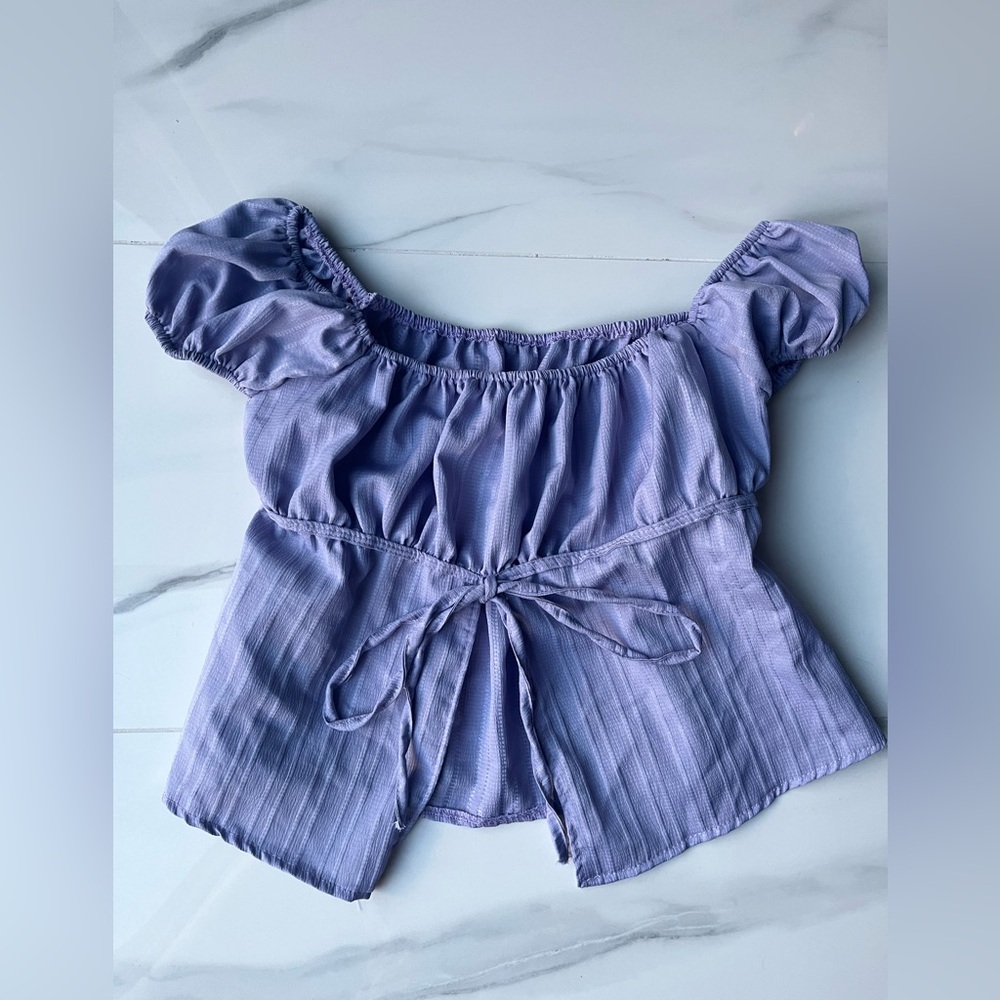 Lavender Puff Sleeve Baby Doll Crop Top
